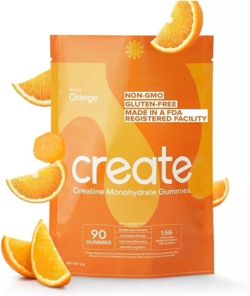 Create Creatine Monohydrate Gummies for Men & Women-Orange, 90 ct